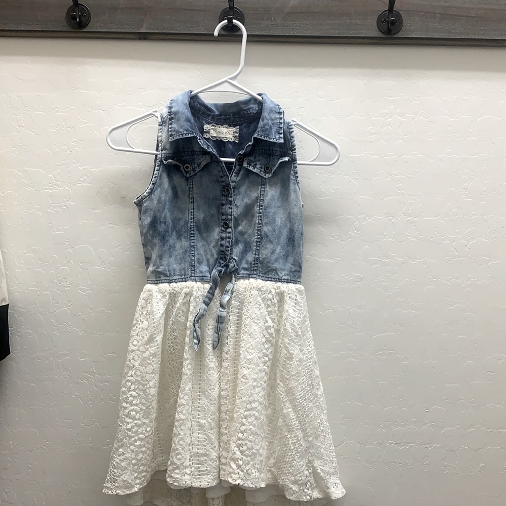 Girls denim and lace dress